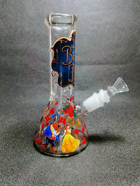 Beauty and the Beast Belle Rose Beaker Glass Bong Beauty and the Beast Belle Rose Beaker Glass Bong