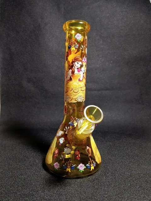Beauty and the Beast Belle Amber Yellow Beaker Glass Bong