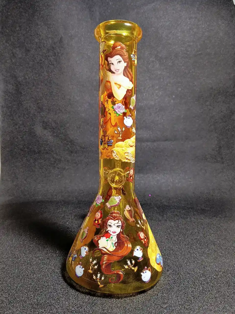 Beauty and the Beast Belle Amber Yellow Beaker Glass Bong