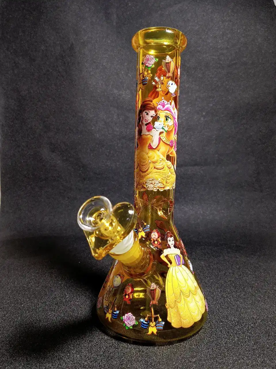 Beauty and the Beast Belle Amber Yellow Beaker Glass Bong