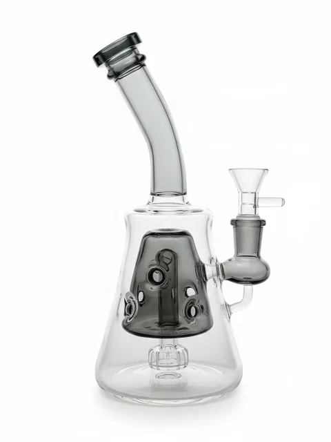 8" Bent Neck Pyramid Glass Bong with Swiss Perc