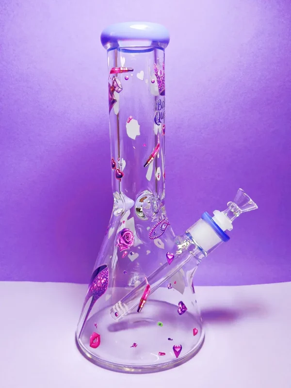 12" Birthday Queen Purple Glass Bong 9mm Thick