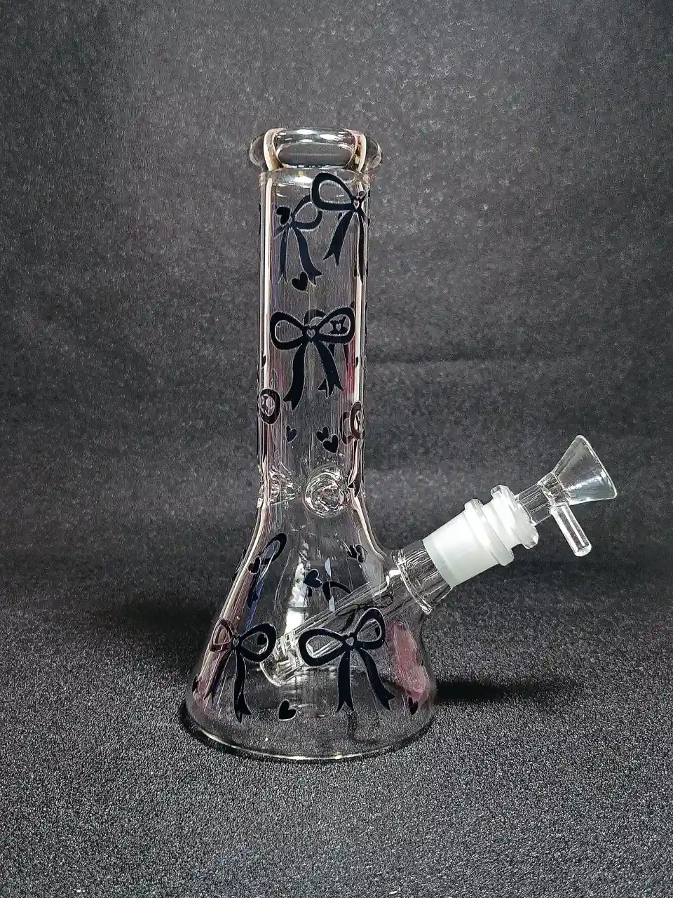 Black Ribbon Bows & Hearts Dark Coquette Beaker Glass Bong