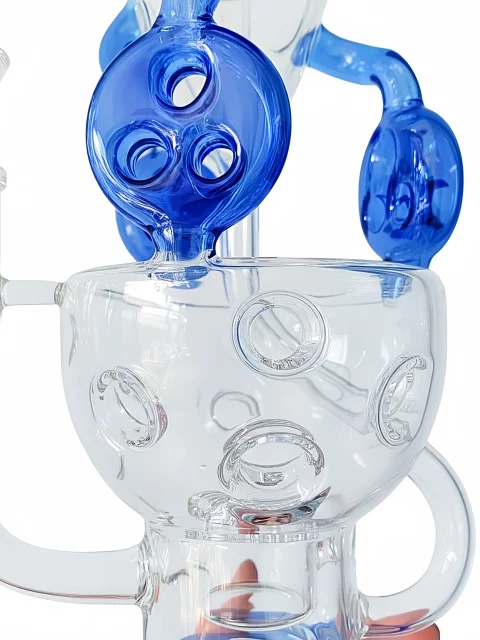12″ Blue Faberge Egg Recycler Bong with Disc-Honeycomb Perc 12" Blue Faberge Egg Recycler Bong with Disc-Honeycomb Perc