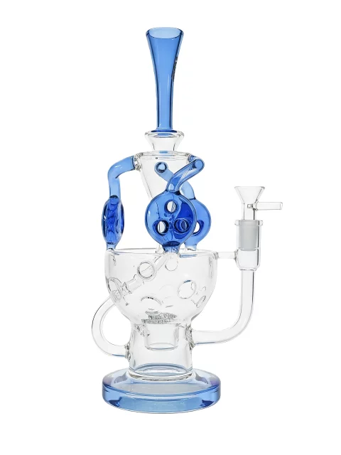 12" Blue Faberge Egg Recycler Bong with Disc-Honeycomb Perc