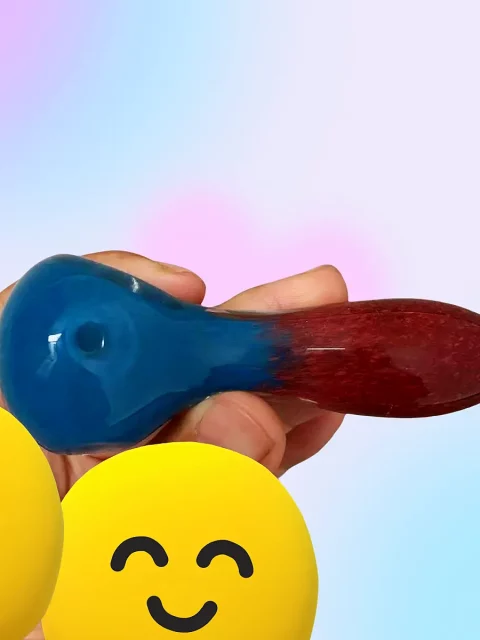 4" Blue to Red Gradient Glass Spoon Pipe