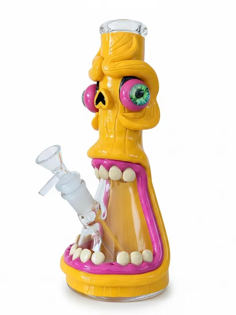 10” Hand-Painted 3D Yellow Monster Glass Bong