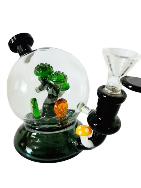 7" Bonsai Mushroom Cloche Glass Bong | Black