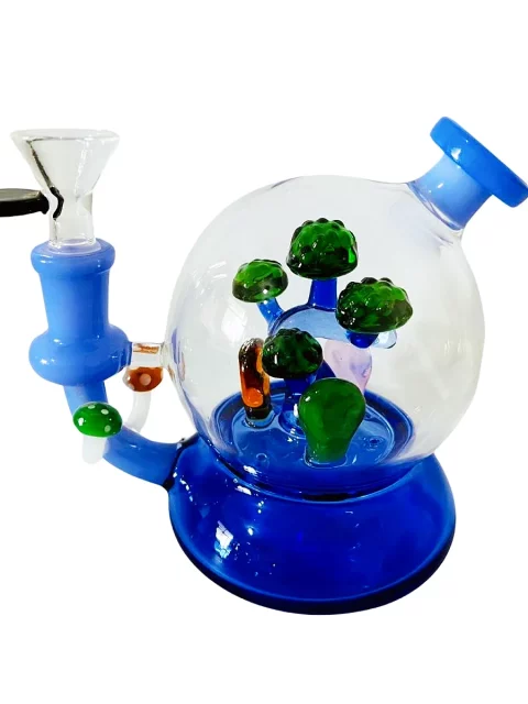 7" Bonsai Mushroom Cloche Glass Bong | Blue