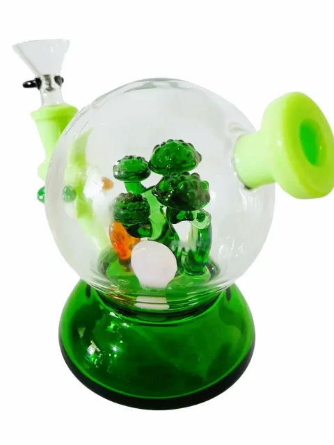 7" Bonsai Mushroom Cloche Glass Bong | Light Green