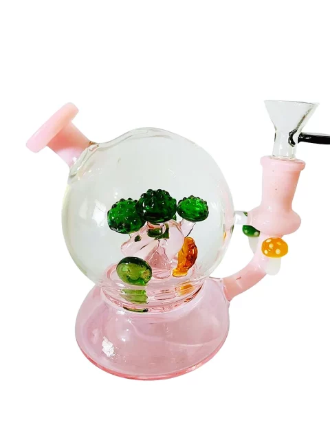 7" Bonsai Mushroom Cloche Glass Bong | Pink