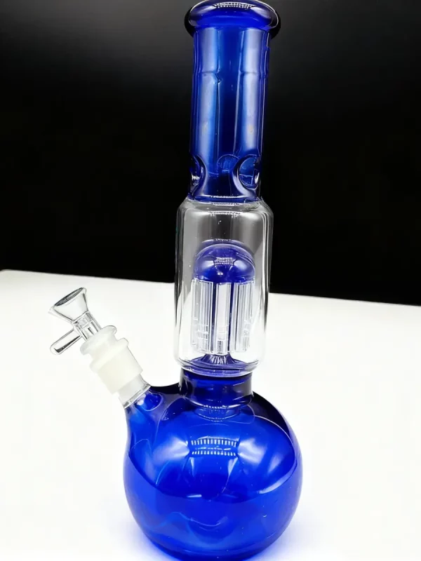 12″ Bubble Base Blue Glass Bong Tree Perc