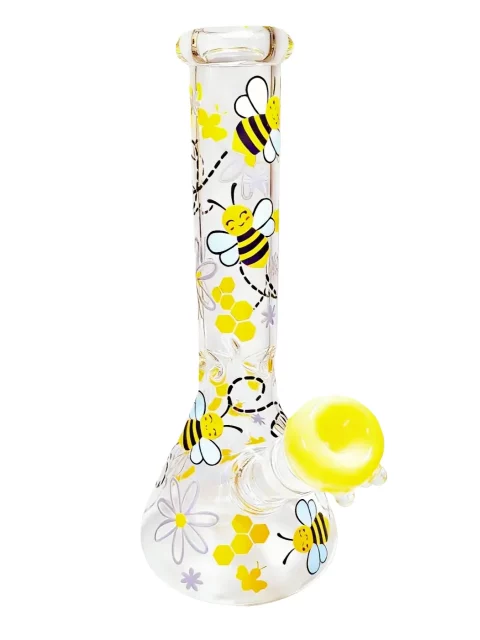 10" Busy Bee Flower Sunny Beaker Glass Bong