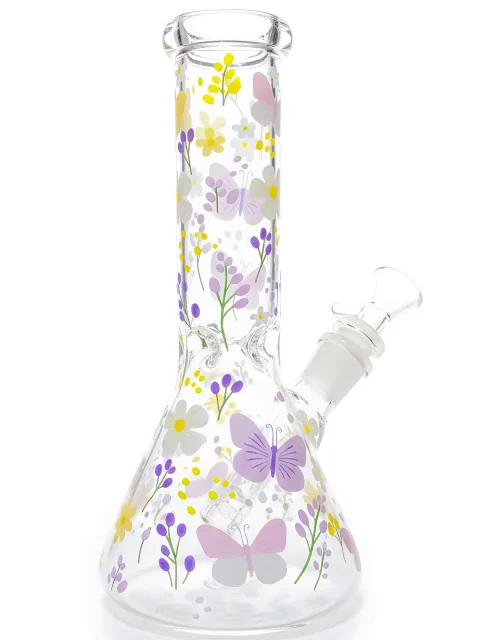 8″ Butterfly & Daisy Garden Beaker Glass Bong 8" Butterfly & Daisy Garden Beaker Glass Bong