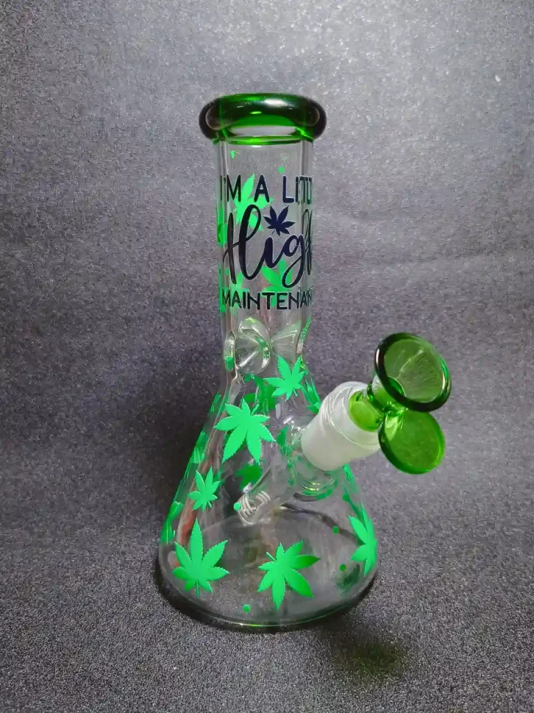 Cannabis Leaf Attitude Beaker Glass Bong