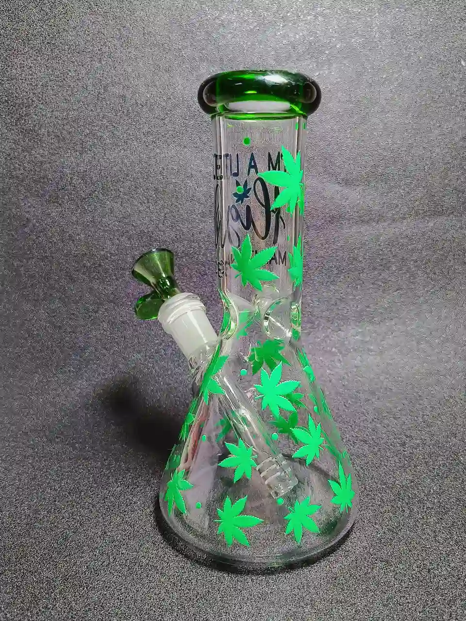 Cannabis Leaf Attitude Beaker Glass Bong