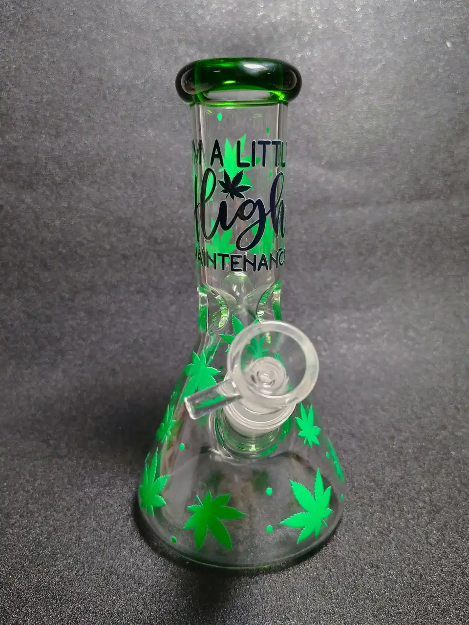 Cannabis Leaf Attitude Beaker Glass Bong