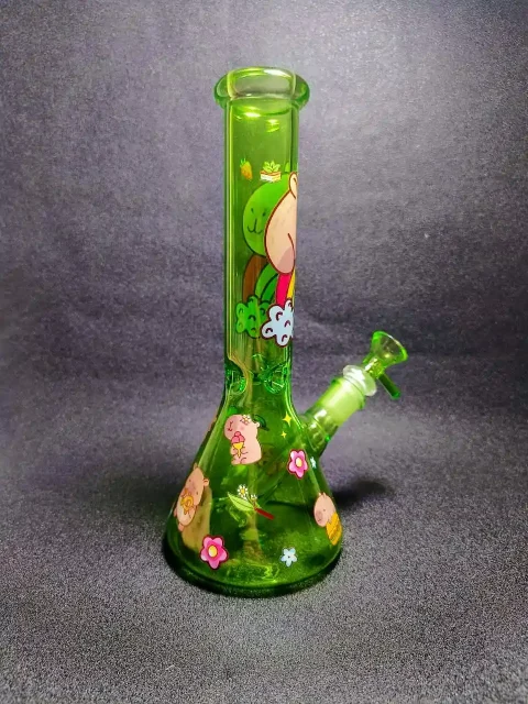 Capybara Chill Vibes Green Beaker Glass Bong Capybara Chill Vibes Green Beaker Glass Bong