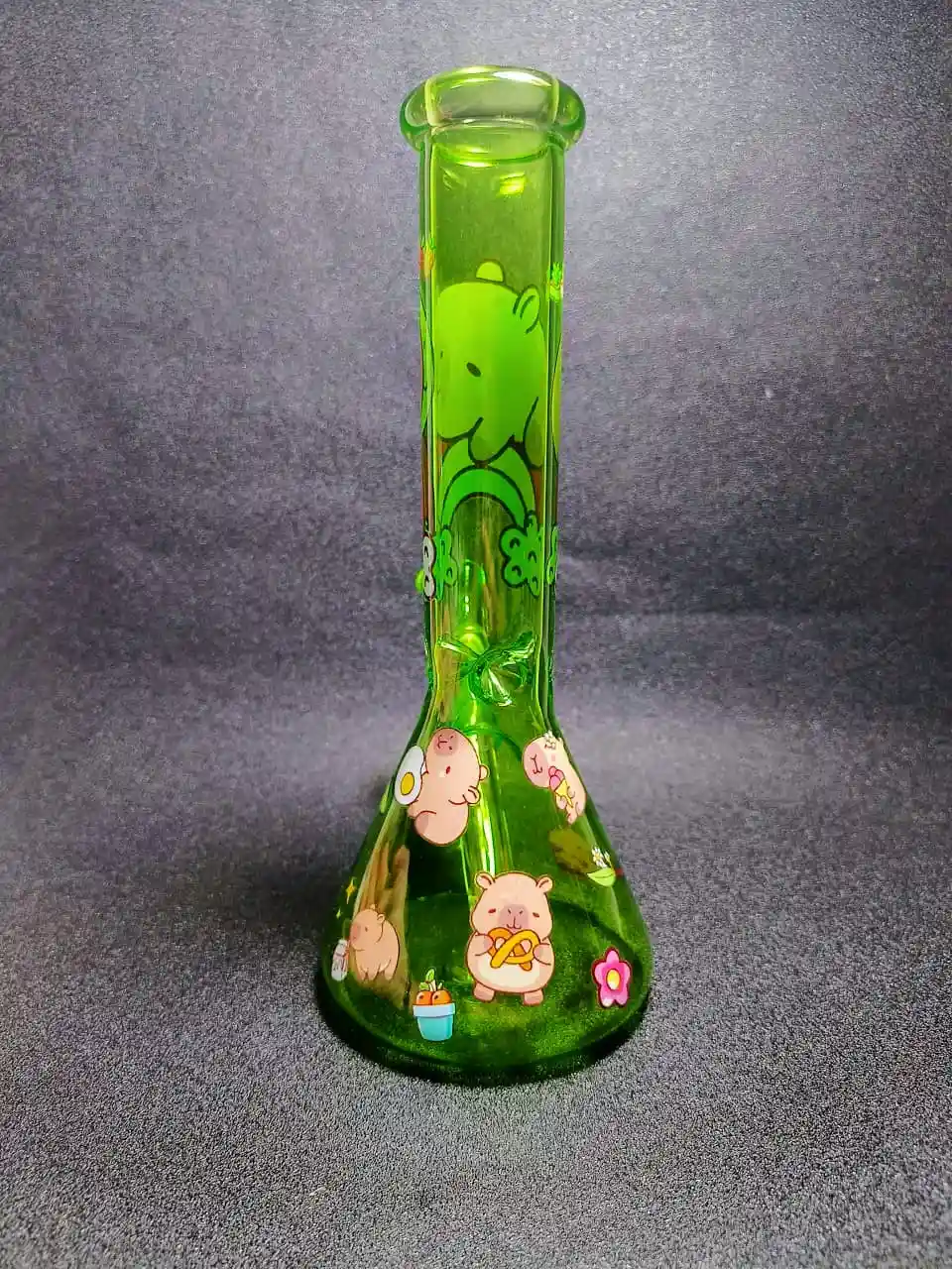 Capybara Chill Vibes Green Beaker Glass Bong