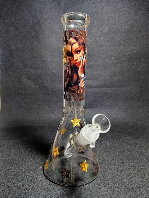 Cardi B Glamorous Queen Sparkling Stars Beaker Glass Bong