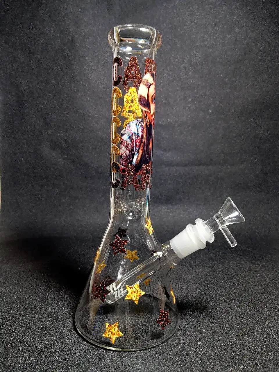 Cardi B Glamorous Queen Sparkling Stars Beaker Glass Bong