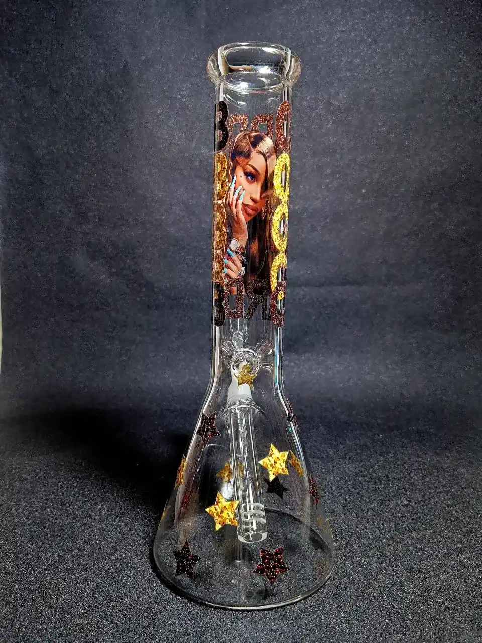 Cardi B Glamorous Queen Sparkling Stars Beaker Glass Bong