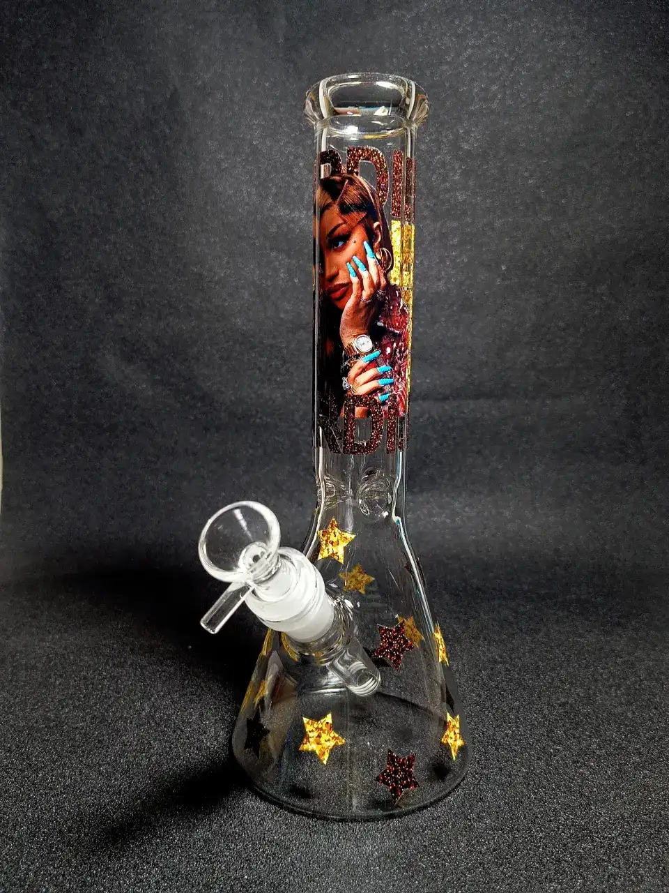 Cardi B Glamorous Queen Sparkling Stars Beaker Glass Bong