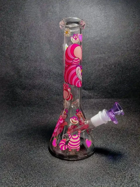 Cheshire Cat Wonderland Fantasy Beaker Glass Bong Cheshire Cat Wonderland Fantasy Beaker Glass Bong