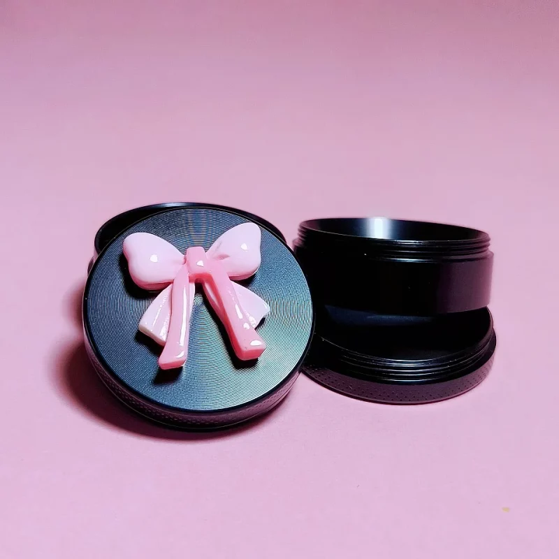 Chic Black Metal Grinder with Sweet Pink Bow