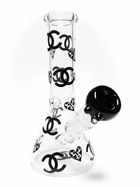 8" Chic Noir Chanel-Inspired Beaker Glass Bong