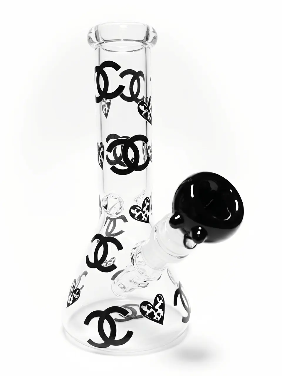 8" Chic Noir Chanel-Inspired Beaker Glass Bong