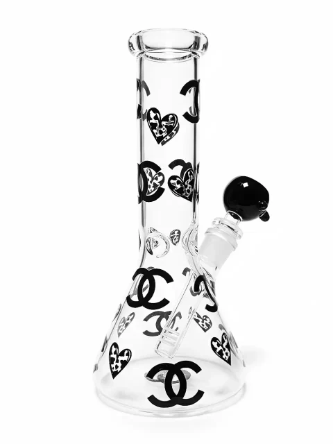 8" Chic Noir Chanel-Inspired Beaker Glass Bong