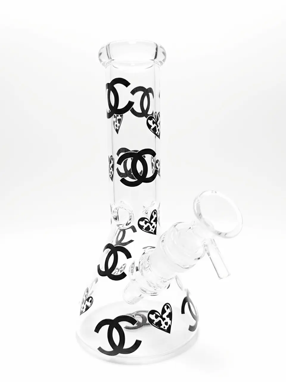 8" Chic Noir Chanel-Inspired Beaker Glass Bong