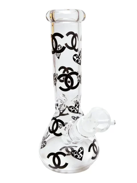8" Chic Noir Chanel-Inspired Beaker Glass Bong