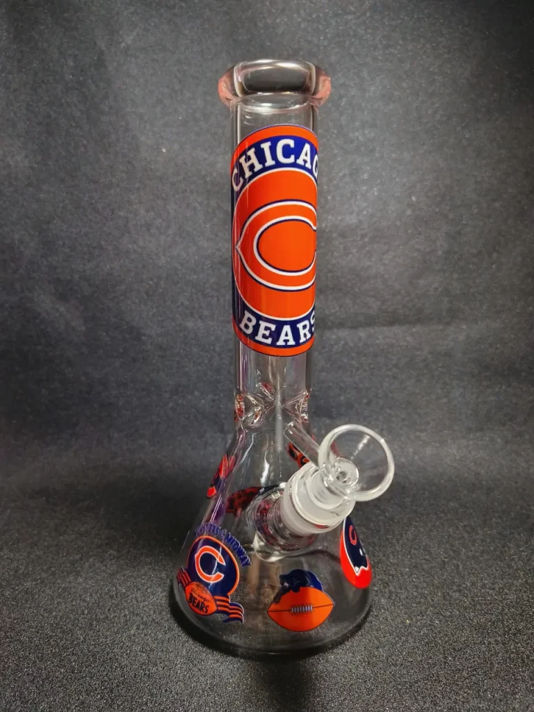 Chicago Bears NFL Orange C Logo Football Beaker Glass Bong