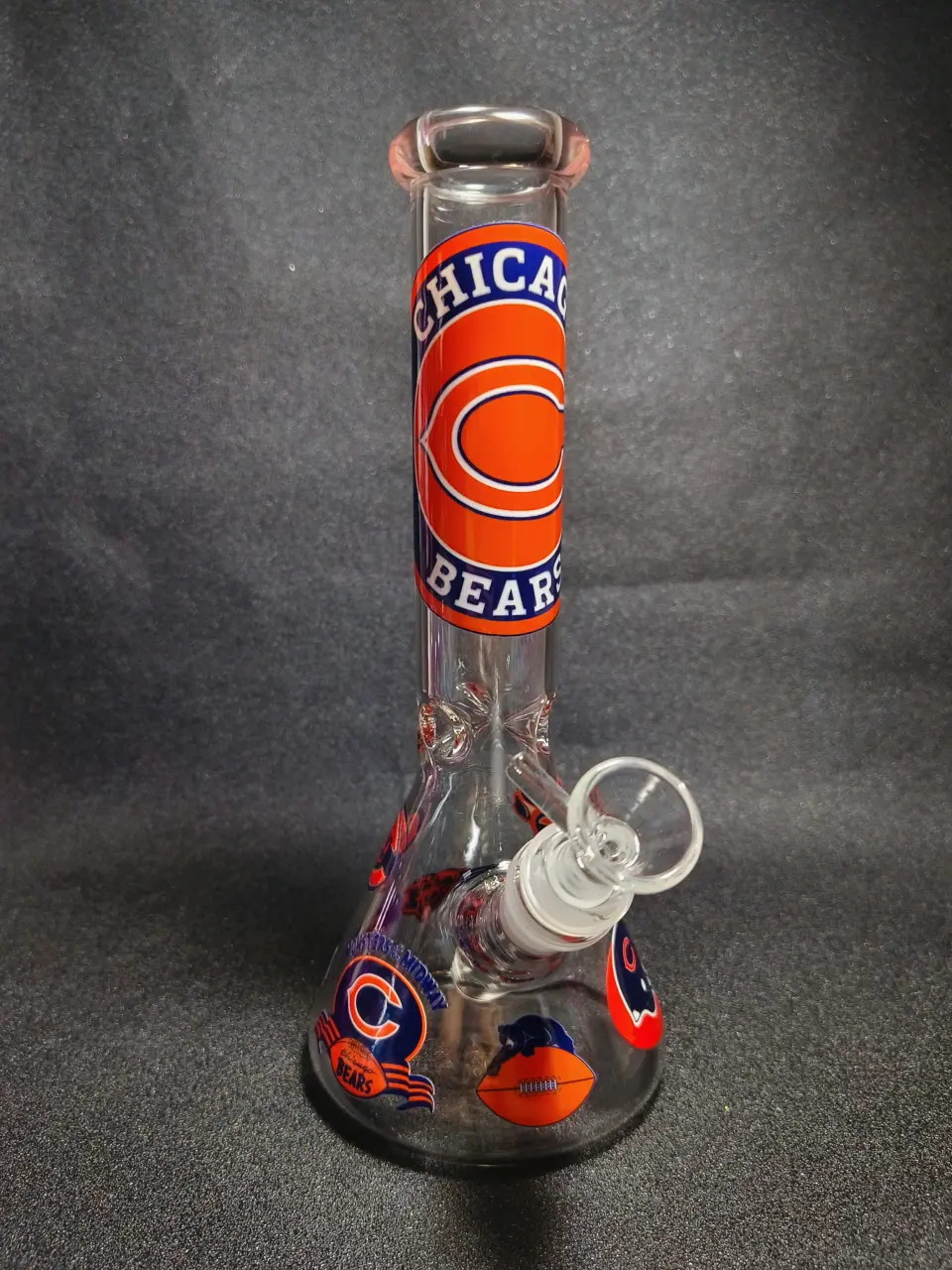 Chicago Bears NFL Orange C Logo Football Beaker Glass Bong