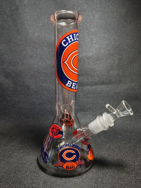 Chicago Bears NFL Orange C Logo Football Beaker Glass Bong Chicago Bears NFL Orange C Logo Football Beaker Glass Bong