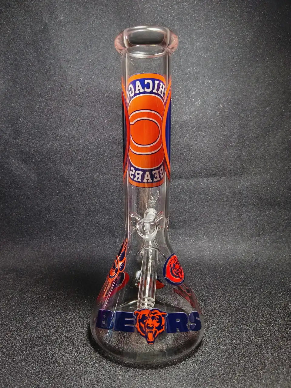 Chicago Bears NFL Orange C Logo Football Beaker Glass Bong