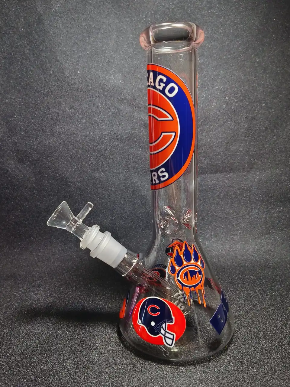 Chicago Bears NFL Orange C Logo Football Beaker Glass Bong