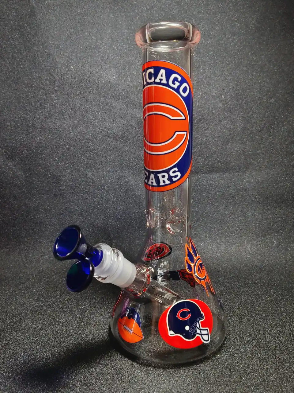 Chicago Bears NFL Orange C Logo Football Beaker Glass Bong