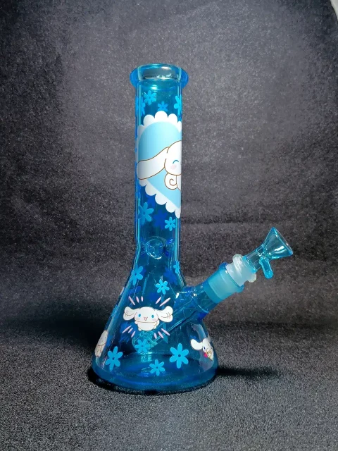 Cinnamoroll Blue Heart & Flowers Beaker Glass Bong Cinnamoroll Blue Heart & Flowers Beaker Glass Bong