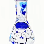 8" 5mm Cinnamoroll Deep Blue Heart Beaker Glass Bong