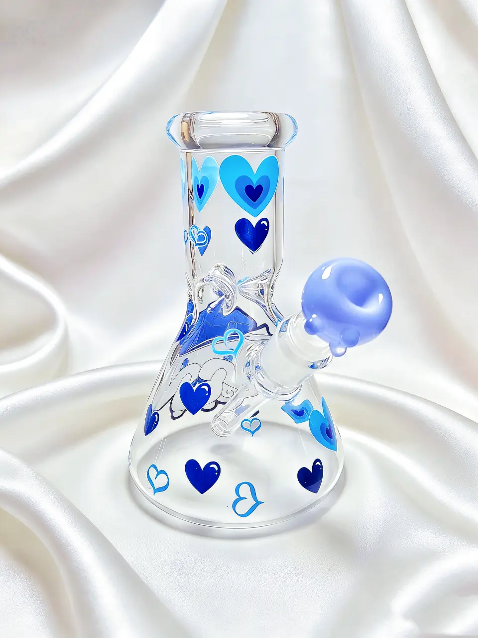 8" 5mm Cinnamoroll Deep Blue Heart Beaker Glass Bong