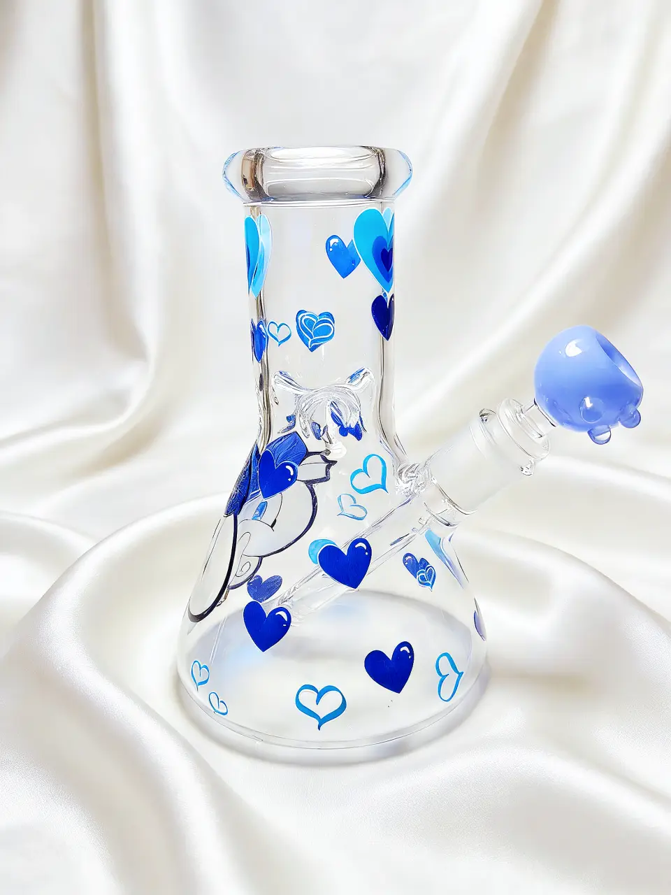 8" 5mm Cinnamoroll Deep Blue Heart Beaker Glass Bong