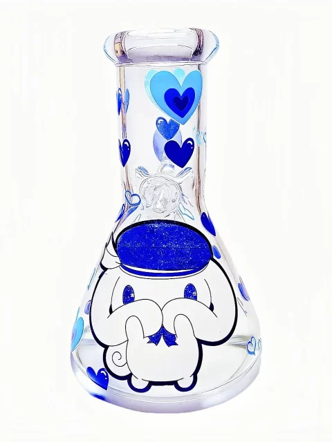 8" 5mm Cinnamoroll Deep Blue Heart Beaker Glass Bong
