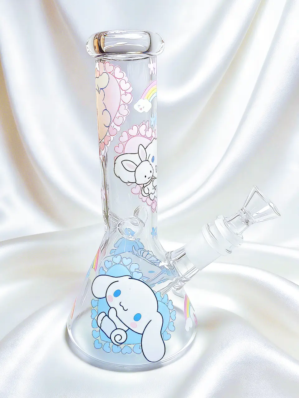 8" Cinnamoroll Rainbow Heart Beaker Glass Bong