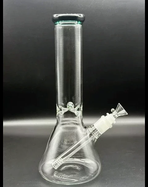 10″ Classic Clear Beaker Glass Bong with Colored Rim