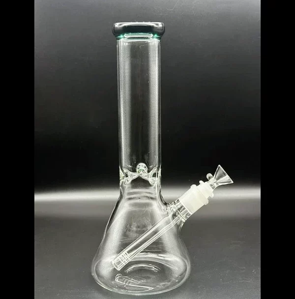 10″ Classic Clear Beaker Glass Bong with Colored Rim
