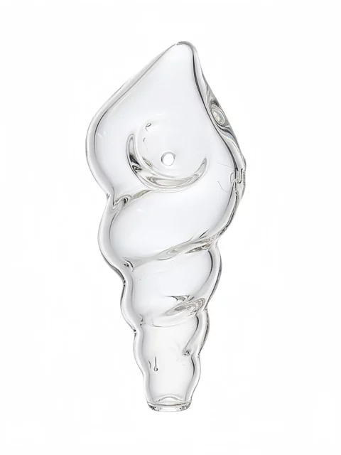 4 Clear Conch Shell-Inspired Swirl Design Glass Hand Pipe
