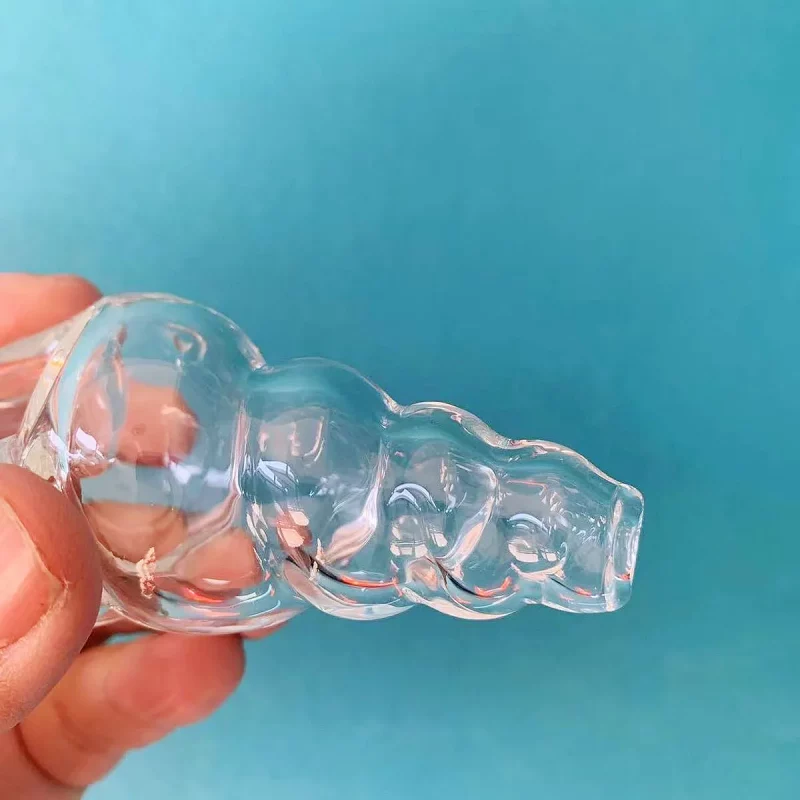 4 Clear Conch Shell-Inspired Swirl Design Glass Hand Pipe